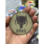 Börü Armalı Peç 3D Lazer Kesim Arkası Cırtlı Patch - 7cm - Bej