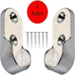 Boru Askı Flanşı Krom Oval Dolap Elbise Askı Aparatı (2 Adet) Dolap Içi Düzenleyiciler Ekru Tr