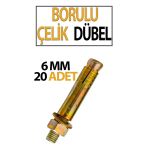 Borulu Çelik Dübel 6 Mm 20 Adet