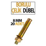 Borulu Çelik Dübel 8 Mm 20 Adet