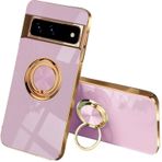 BORYA Google Pixel 7A için Darbeye Dayanıklı Kılıf, Ultra İnce Yumuşak Premium TPU Tampon İpeksi Silikon Kılıf, Zarif Elektro Kaplama Penh 360° Halka Ayaklık, Mor