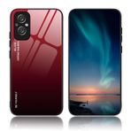 BORYA OPPO A96 5G/Oppo Reno7 Lite/Oppo Reno8 Lite için Kılıf, Ultra İnce Darbeye Dayanıklı Yumuşak Premium Silikon TPU Tampon, Renkli Gradyan 9H Temperli Cam Çizilmez Kapak, Gradyan Kırmızı