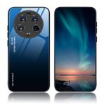 BORYA Xiaomi 14 Ultra için kılıf, ultra ince, yumuşak silikon TPU tampon, darbeye dayanıklı cep telefonu kılıfı, zarif, renkli, gradyan 9H sertleştirilmiş cam koruyucu kılıf, gradyan mavi