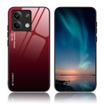 BORYA Xiaomi Redmi Note 13 4G için kılıf, ultra ince, yumuşak silikon TPU tampon, darbeye dayanıklı cep telefonu kılıfı, zarif, renkli, gradyan 9H sertleştirilmiş cam koruyucu kılıf, gradyan kırmızı