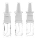 Boş şeffaf cam burun spreyi şişesi, 10 ml, parmak püskürtücü, Kosmetex cam burun püskürtücü, buharlaştırıcı, burun püskürtme şişesi, 3 x 10 ml şeffaf cam