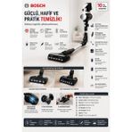 Bosch 18V Turbospin Motor, 40 Dakikaya Kadar Çalışma Süresi, Çıkarılabilir 3.0AH Batarya, Katlanabilir Boru Teknolojisi, El Süpürgesi Fonksiyonu, 10 Yıl Motor Garantisi - Siyah