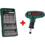 Bosch 25 Parça Vidalama Tornavida Ucu ve Cırcırlı Tornavida Seti - Ahşap
