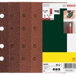 Bosch 25 parçalı zımpara kağıdı seti, çeşitli malzemeler (tanecik 40/60/80/120, 8 delik, titreşimli zımpara aksesuarı)