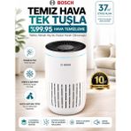 Bosch 37,5 M² Hepa Filtreli Akıllı Sensörlü Sessiz Uyku Modlu Hava Temizleyici Ev Ofis Alerjen Beyaz Wi-Fi Uygulama PM10