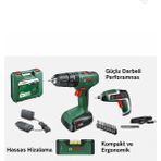 Bosch 3'lü Usta Seti - Darbeli Matkap, Akülü Vidalama ve Hassas Su Terazisi Kombinasyonu - yeşil