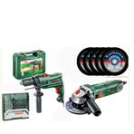 Bosch 600 W Darbeli Matkap Vidalama 700 W Avuç Taşlama 15 Parça Uç ve 5 Parça Kesme Taşı