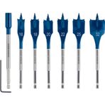 Bosch 7 x Expert Self Cut Speed yassı freze matkap seti (yumuşak ahşap, sunta, çap 16 – 32 mm, profesyonel aksesuar, matkap/tornavida için)