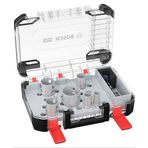 Bosch 9 x PRO Multi Material Power Change Plus delik açma testeresi seti, şeffaf kılıf (yumuşak ahşap, alçıpan duvar için, çap 22, 29, 35, 44, 51, 64 mm, profesyonel aksesuar, matkap/tornavida için)