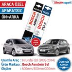 Bosch Aerotwin Hyundai i20 2008-2014 Ön ve Arka Silecek Takımı