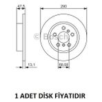 Bosch Arka Fren Disk Qashqai 2 J11 Kadjar Megane 4 432064EA0A Bosch 0986479D17 1 Adet