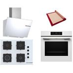 Bosch Beyaz 3 Lü Ankastre Set 383 ( HJG852YW0T - POP7C2P30O - DWK66PJ20T ) 67CM Ocak - 3D Fry Hava ile Kızartma - Pişirme Matı ile