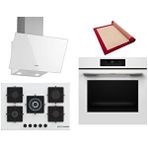 Bosch Beyaz 3 Lü Ankastre Set 395 ( HJG852YW0T - PNQ7B2P30O - DWK63PJ20T ) 75CM Wok Bek Ocak - 3D Fry Hava ile Kızartma - Pişirme Matı ile