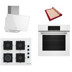 Bosch Beyaz 3 Lü Ankastre Set 590 ( HBJ559EW6T - POP6C2P31O - DWK63PJ20T ) - Silikon Yanmaz Yapışmaz Pişirme Matı ile Birlikte