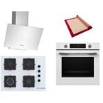 Bosch Beyaz 3 Lü Ankastre Set 598 ( HUA736EV0T - POP7C2P31O - DWK64PJ20T ) 67CM Ocak - Buhar Destekli - Silikon Yanmaz Yapışmaz Pişirme Matı ile Birlikte