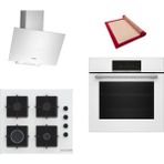 Bosch Beyaz 3 Lü Ankastre Set 600 ( HBJ559EW6T - POP6C2P31O - DWK64PJ20T ) - Silikon Yanmaz Yapışmaz Pişirme Matı ile Birlikte