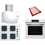 Bosch Beyaz 3 Lü Ankastre Set (Hjg852yw0t - Pop7c2p31o - Dwk66pj20t) 67Cm Ocak - 3D Fry Hava İle Kızartma - Pişirme Matı İle