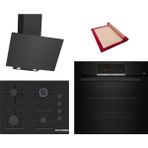 Bosch Black 3 Lü Ankastre Set 623 ( HBJ559EB6T - POP7C6P31O - DWK64PJ60T ) - 3D Fry Tepsili - 67CM Ocak - Pişirme Matı ile