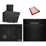 Bosch Black 3 Lü Ankastre Set 624 ( HBJ559EB6T - POH7C6P31O - DWK66PJ60T ) - 3D Fry Tepsili - 67CM Wok Ocak - Pişirme Matı ile
