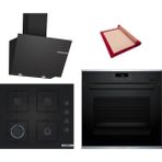 Bosch Black Deluxe 3 Lü Ankastre Set 612 ( HRG232EB3 - POP6C6P31O - DWK66PJ60T ) - Buharlı - 3D Fry