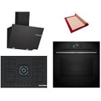 Bosch Black Deluxe 3 Lü Ankastre Set 613 ( Hsg7584b1 - Pnq7b6p31o - Dwk66pj60t ) - Buharlı - 4d Hot Air - 3d Fry - 75cm Wok Bek Siyah