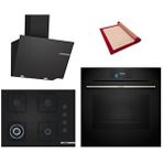 Bosch Black Deluxe 3 Lü Ankastre Set 614 ( Hsg7584b1 - Poh7c6p31o - Dwk66pj60t ) - Buharlı - 4d Hot Air - 3d Fry - 67cm Wok Bek Siyah