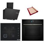 Bosch Black Deluxe 3 Lü Ankastre Set 615 ( Hsg7584b1 - Pop6c6p31o - Dwk66pj60t ) - Buharlı - 4d Hot Air - 3d Fry Siyah