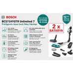 Bosch Çift Batarya ile 80 Dakika Çalışma Süresi, 2'si 1 Arada Süpürme ve Silme, Hepa Filtreleme Sistemli Kablosuz Şarjlı Dikey Süpürge - Siyah