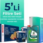 Bosch Citroen Jumper 2.0 Blue HDi Dizel Castrol Motor Yağlı 2015-2020 5'li Filtre Bakım Seti