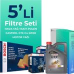 Bosch Dacia Duster 1.5 Dizel Castrol Motor Yağlı 2010-2013 5'li Filtre Bakım Seti