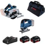 Bosch Daire Testere Gks 185 + Dekupaj Testere Gst 185 + 2 x 4 Ah + Şarj Aleti + Çanta Hediyeli