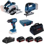 Bosch Daire Testere Gks 185 + Dekupaj Testere Gst 185 + Vidalama Gsr 185 + 3 x 4 Ah Akü + Şarj Aleti + Çanta Hediyeli
