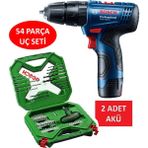 Bosch Darbeli Matkap Şarjlı Matkap Akülü Vidalama + 54 Parça Matkap Ucu Vidalama Ucu Tornavida Seti