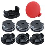 Bosch F016800351 çim biçme makinesi için 6 adet misina makarası, 2 bobin kapaklı, 1600 A00 x 61 ve F016F04557 EasyGrassCut 18 23 Art 23 26 çim biçme makinesi için