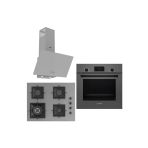 Bosch &Ferre Grigio Wok Bek - Döküm Izgara 3 lü Ankastre Set ( HBF512BH1T - SC408 - D088 ) 65 cm Ocak