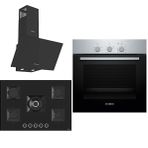 Bosch & Ferre Large Apiralla D086 - HBF011BR0T - SS035 Siyah 3'lü Ankastre Set