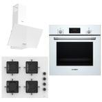 Bosch & Ferre Whiteline HBF512BW1T - SS206 - D087 Beyaz 3'lü Ankastre Set