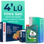 BOSCH Fiat Linea 1.3 Dizel Filtre Bakım Seti Castrol Motor Yağlı EURO 5 (2009-2017) 4 Lü