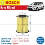 Bosch Ford C MAX 1.6 TDCI 2011 2015 Filtre Bakım Seti