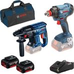 Bosch Gbh 180 + Gdx 180 + 2x Gba 18V 4.0AH Akü + Şarj Cihazı Set (0 615 990 M30)
