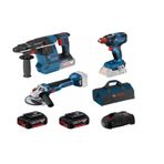 Bosch GBH 18V-26 Akülü Kırıcı Delici + Bosch GDX 18V-200 Akülü Darbeli Somun Sıkma + Bosch GWS 18V-10 Akülü Avuç Taşlama