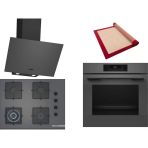 Bosch Gri 3 Lü Ankastre Set 527 ( HJG852YN0T - POH7C9P31O - DWK64PJ70T ) 67CM Wok Bek Ocak - 3D Fry Hava ile Kızartma - Pişirme Matı ile