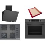 Bosch Gri 3 Lü Ankastre Set 536 ( HUA736EN0T - POH7C9P31O - DWK66PJ70T ) 67CM Wok Bek Ocak - Buhar Destekli - Pişirme Matı ile