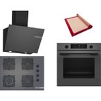Bosch Gri 3 Lü Ankastre Set 560 ( HUA736EN0T - POP7C9P31O - DWK66PJ70T ) 67CM Ocak - Buhar Destekli - Pişirme Matı ile