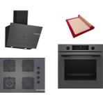Bosch Gri 3 Lü Ankastre Set 584 ( HUA736EN0T - POP7C9P31O - DWK67PJ70T ) 67CM Ocak - Buhar Destekli - Pişirme Matı ile