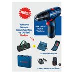 Bosch GSB 120 Li Akülü Vidalama Darbeli Tek Akü Şarjlı Matkap Mavi 12 Volt (23 Parça Uç Seti Çanta Hediye)